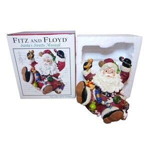 NEW Fitz & Floyd Music Box Santas Sweets Musical Christmas Jolly Old St Nicholas